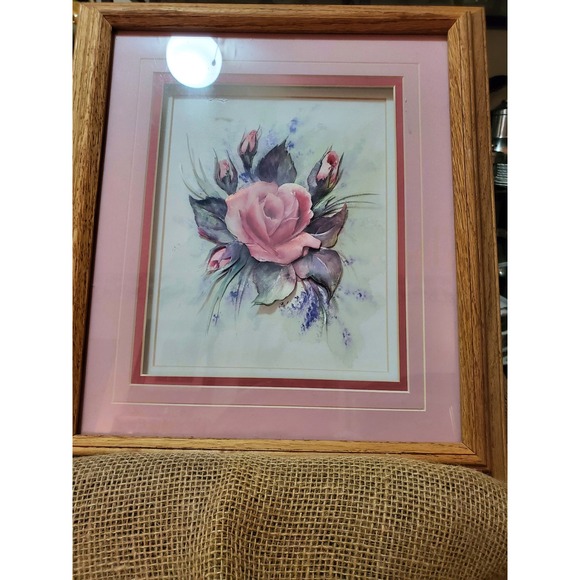 Framed Watercolor 3D Art Painting Floral Bud Bouquet Wall Decor Artwork - Picture 1 of 1